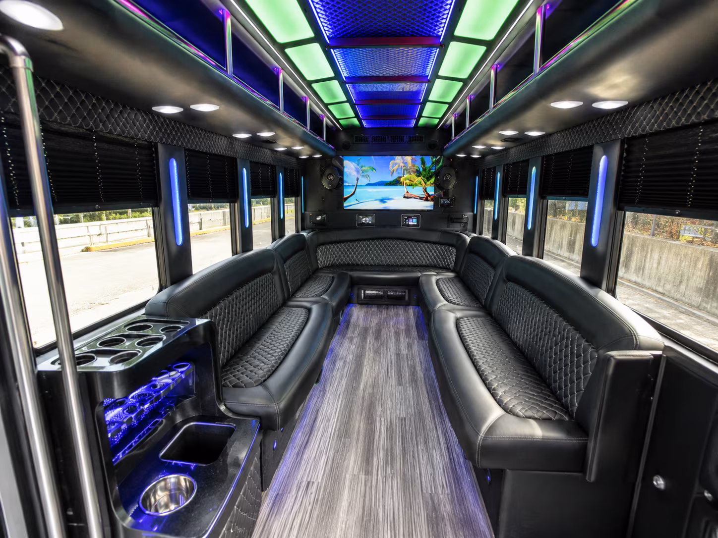 spring hill 18 passenger party bus inside